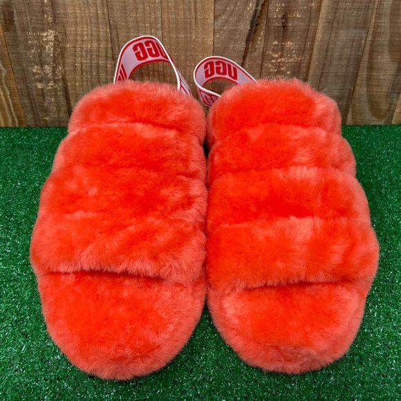 NEW UGG 1095119  Fluff Slide Slipper Red Currant Women's - Picture 2 of 9